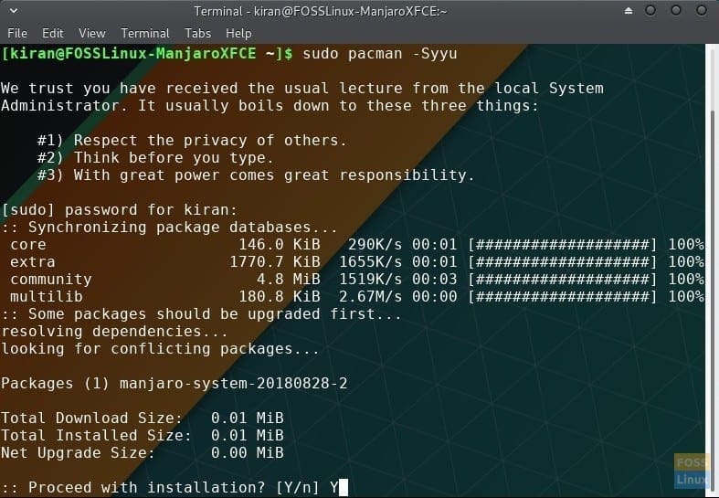 Manjaro Terminal.