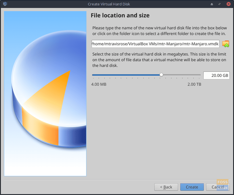 Create Virtual Hard Disk - File Location and Size