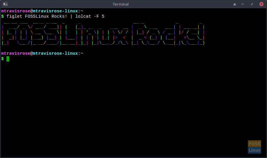 A colorful message - FOSSLinux Rocks!