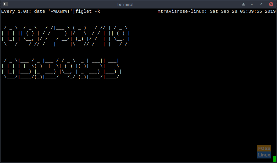 figlet command used with the date command