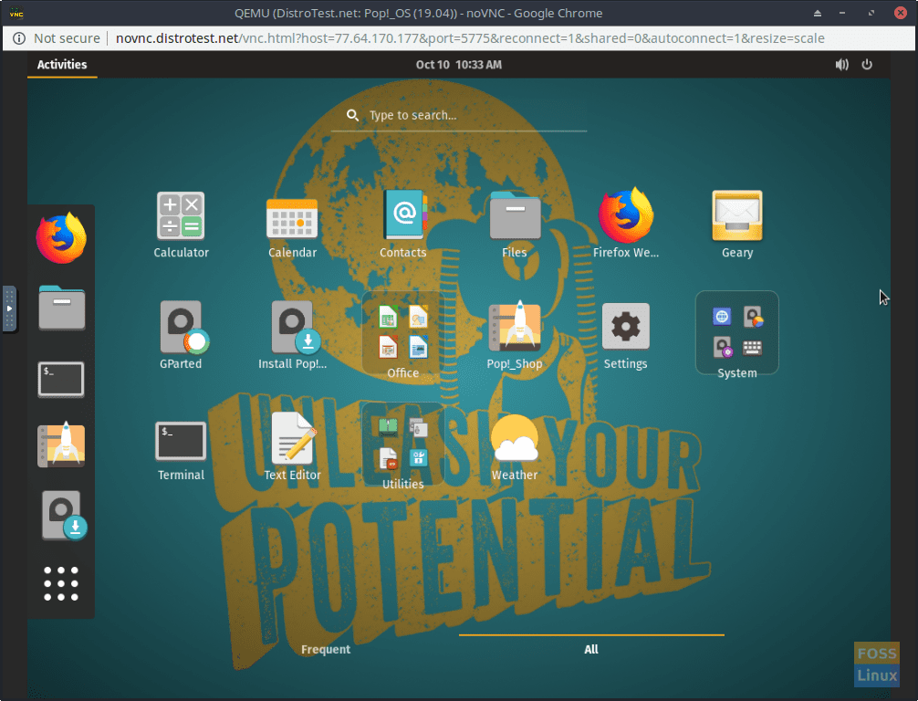 Pop!_OS - Navigating in the Built-In VNC Viewer.