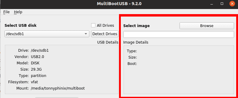 Select ISO image