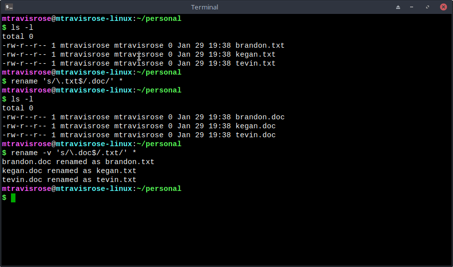 how to rename txt file in linux