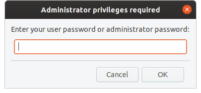 User password prompt.