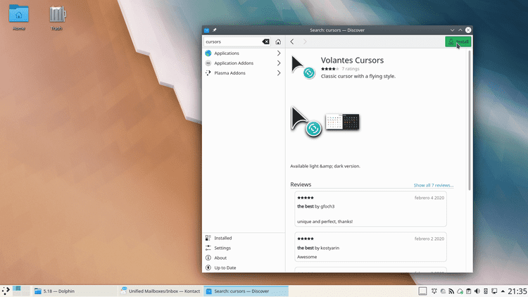 KDE Plasma 5.18 Discoverer.
