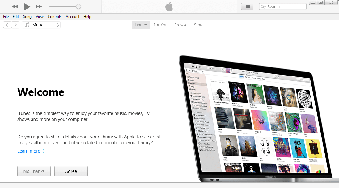 iTunes Welcome page
