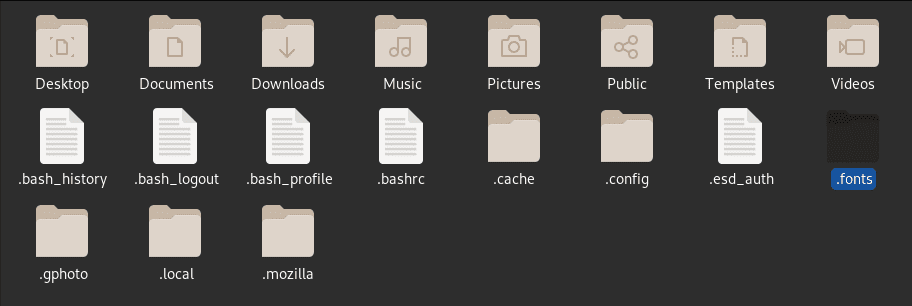 Fedora Fonts Folder