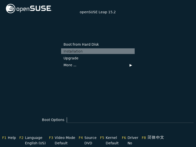 OpenSUSE Boot Window
