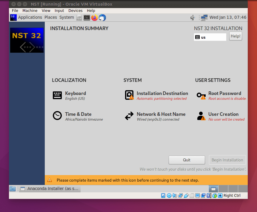Installation Summary Showing Errors in Configuration