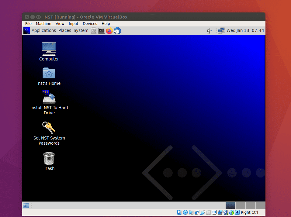NST live mode after starting VirtualBox