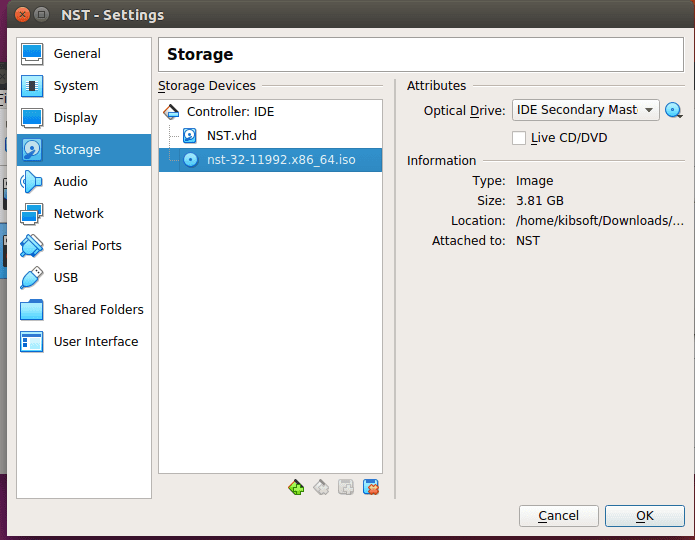 VirtualBox Storage Configuration