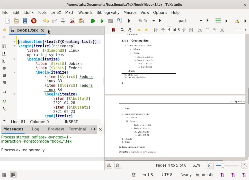LaTeX list