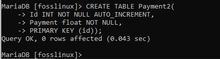 payment2 created table