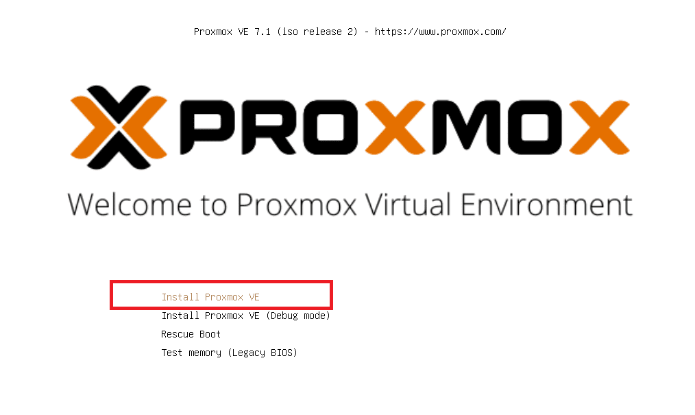 select install proxmox ve