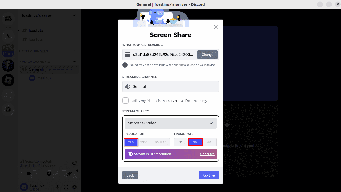 why can't i share my screen on discord linux