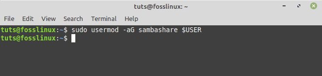 add user to sambashare group