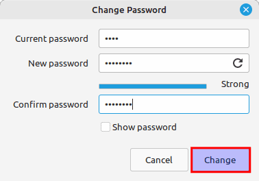 click change to change password