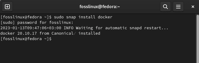 install docker using snap