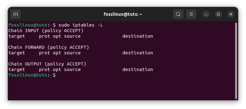 list iptables rules