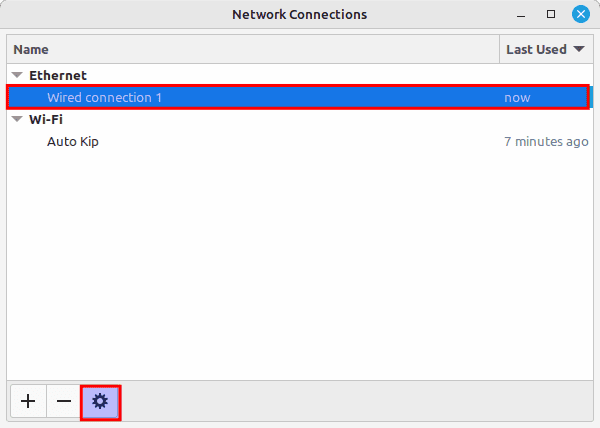 wired connection settings